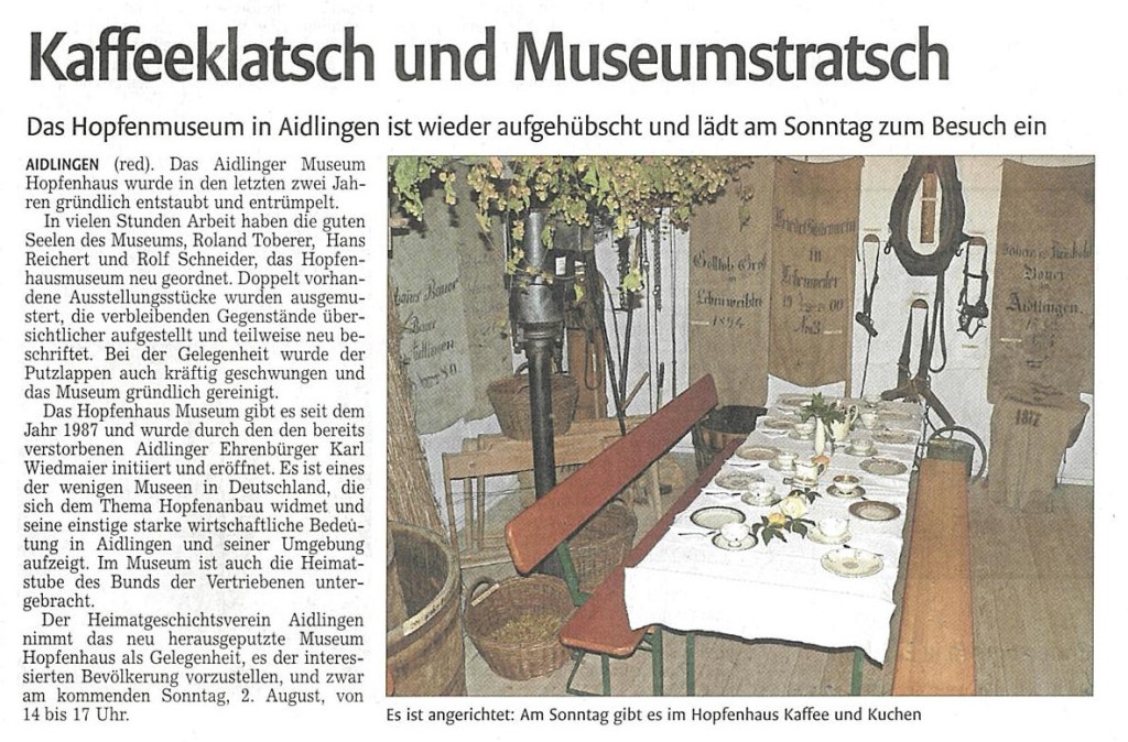 Artikel BB-Bote Offenes Museum Hopfenhaus